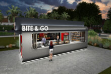 Modern grab & go coffee box BITE & GO designed by Artdeco Construction in Thebes